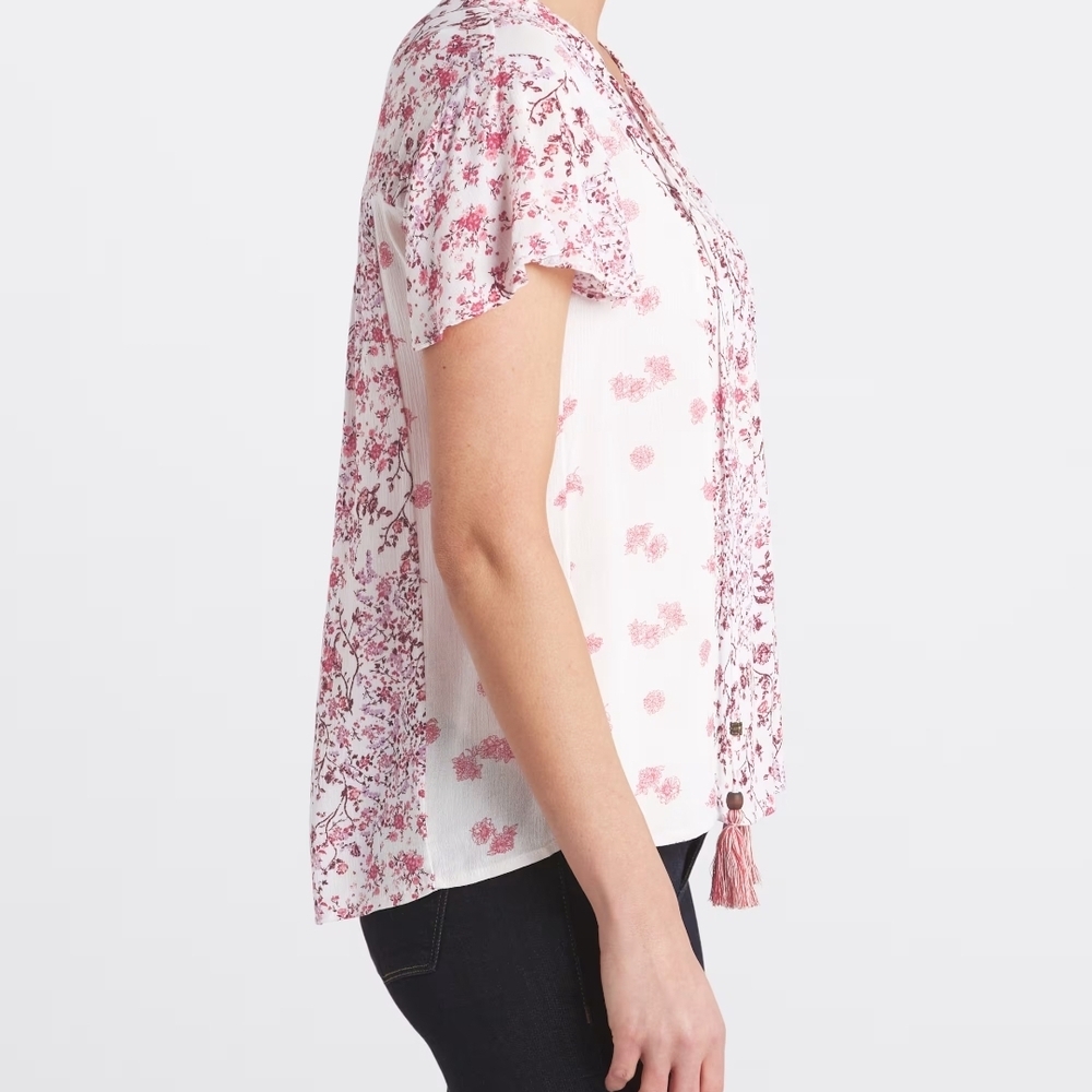 Chic Floral Pink Blouse for Women - Picture 5 of 6